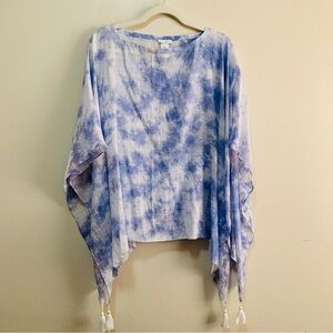 J Jill Blue Tie-Dye Poncho Top One Size